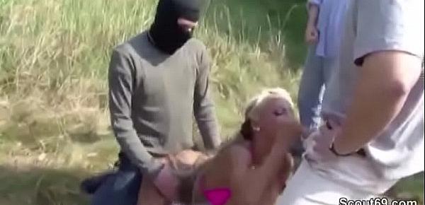  German Teen Outdoor Gangbang by Many Stranger